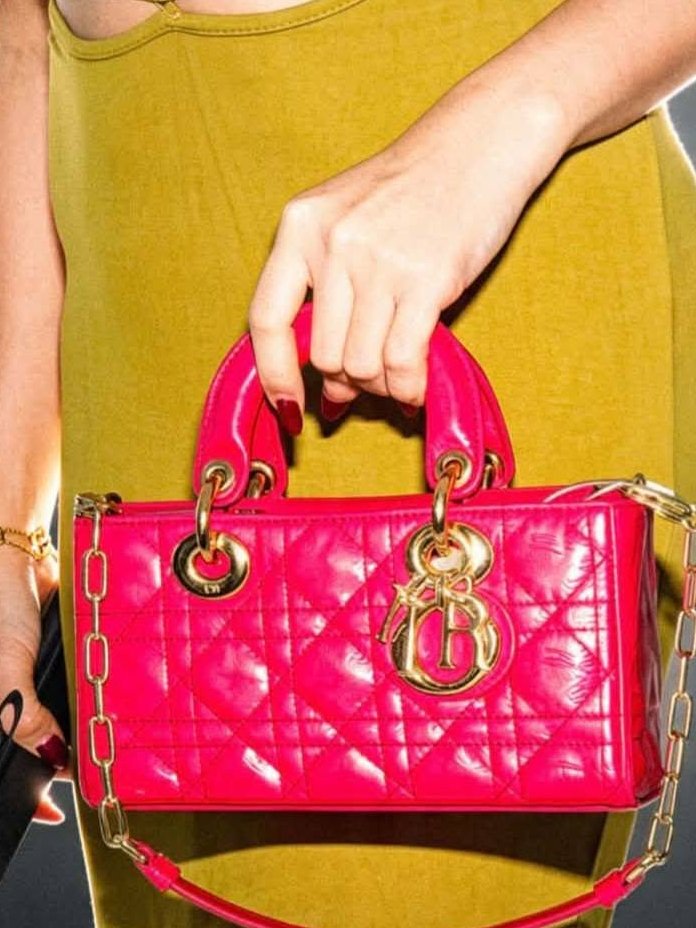 Dior Lady D-Joy in fuchsia patent cannage leather with gold DIOR charms